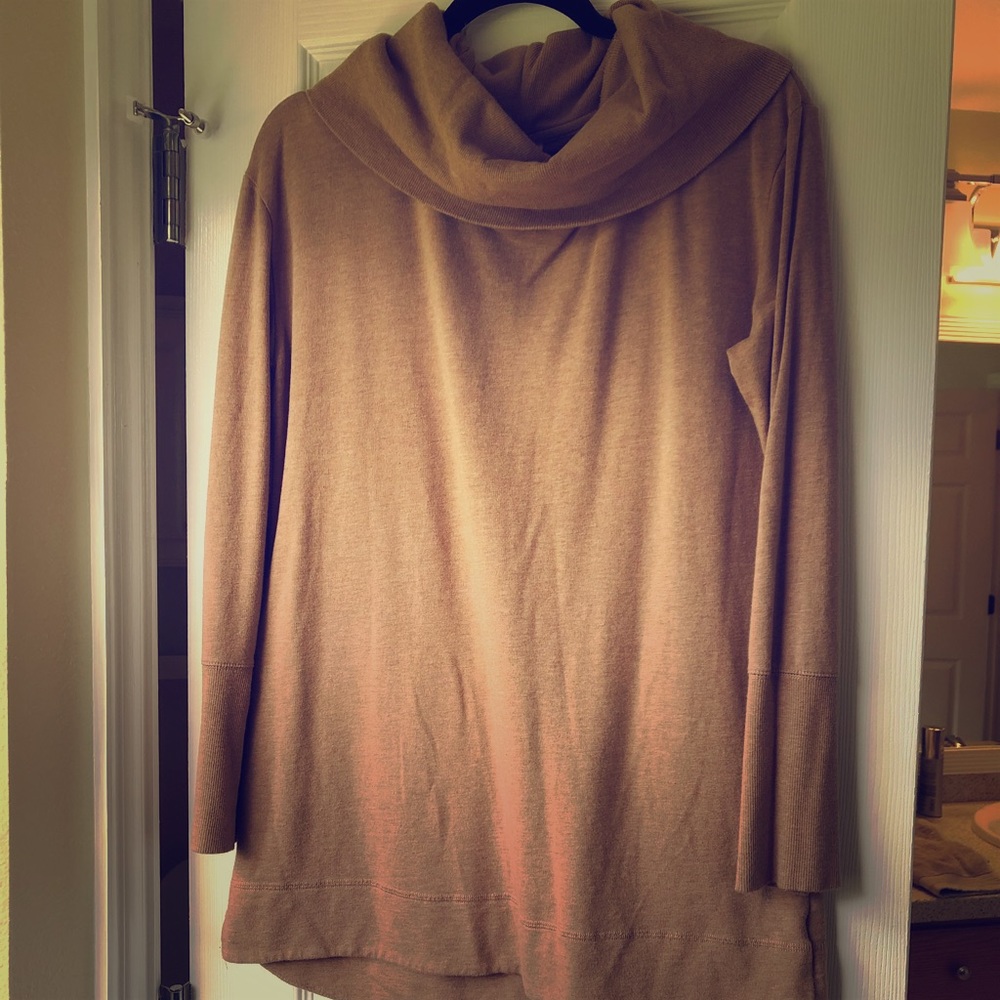 Camel Cowl Neck Sweater